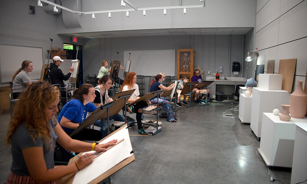Studio Art students in a class