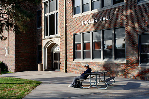 Outside of the Thomas Hall building