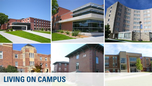 Composite of residence halls on campus.