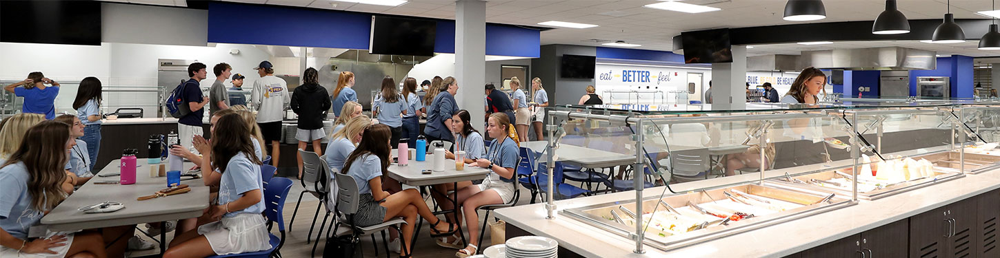 students eating in the cafeteria