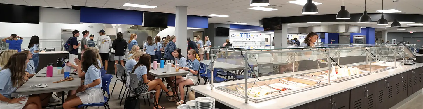 students eating in the cafeteria