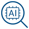icon of a magnifying glass and a computer chip