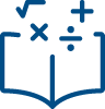 academic math symbols with a book