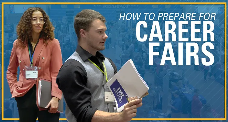 youtube thumbnail with the words how to prepare for career fairs