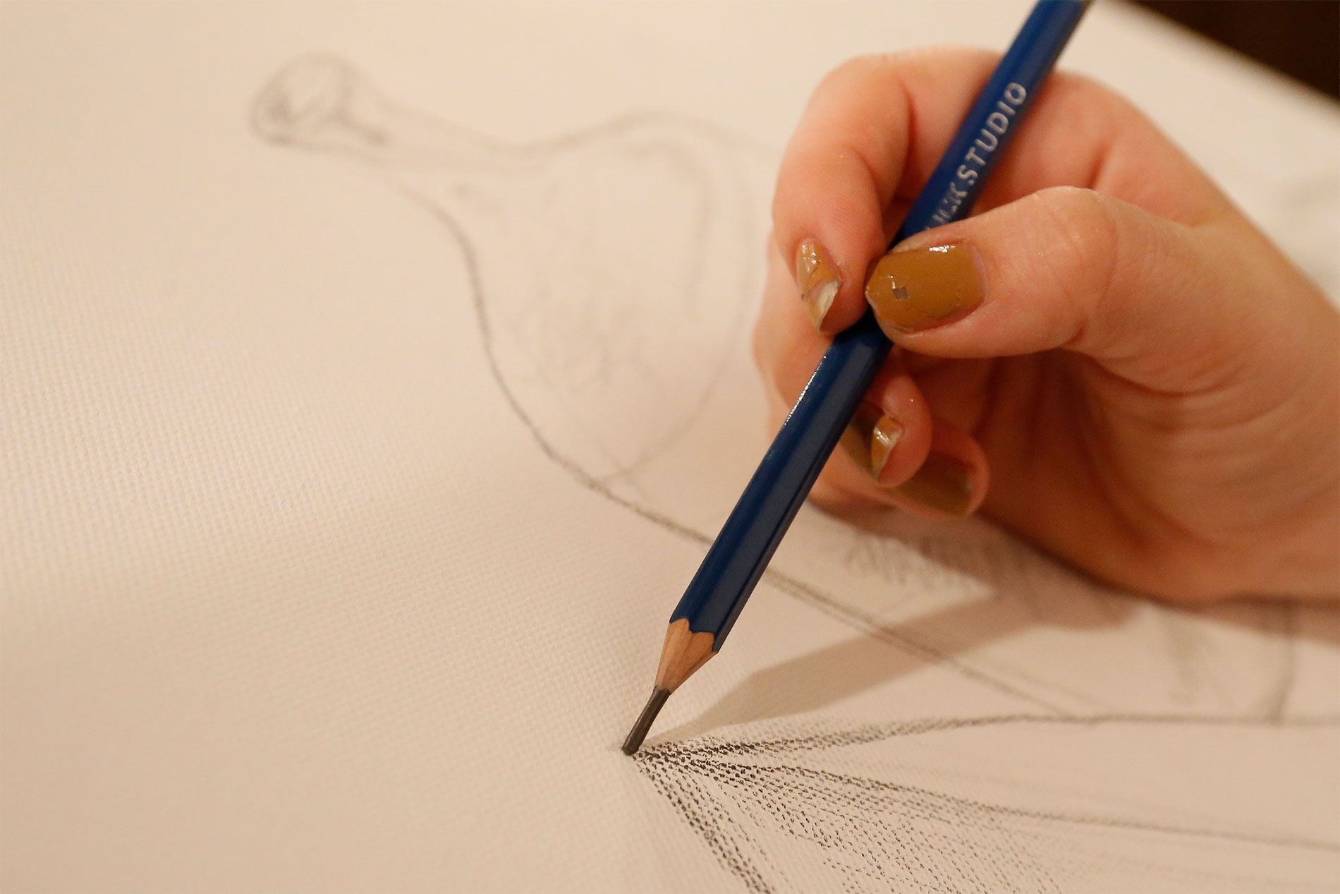close up of a hand sketching