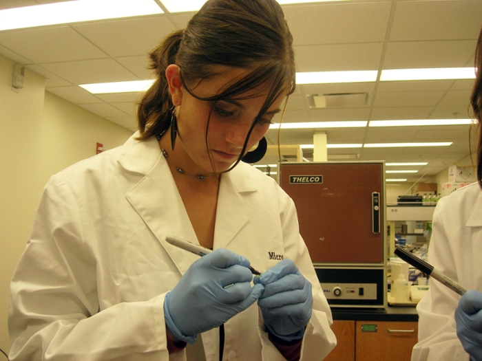 Student working in a lab