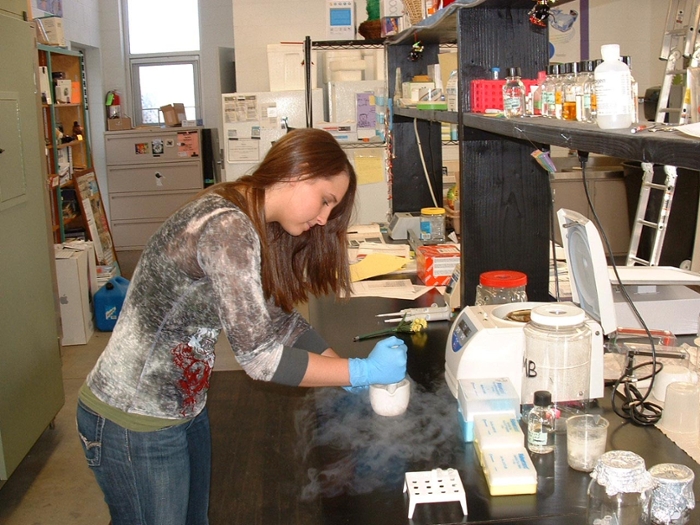 Student working in the lab