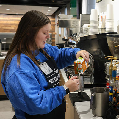 a student works at brewed awakening