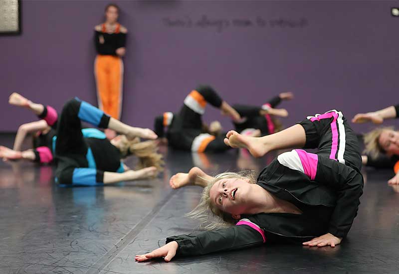 students practice in a studio with Chicago Dance Crash