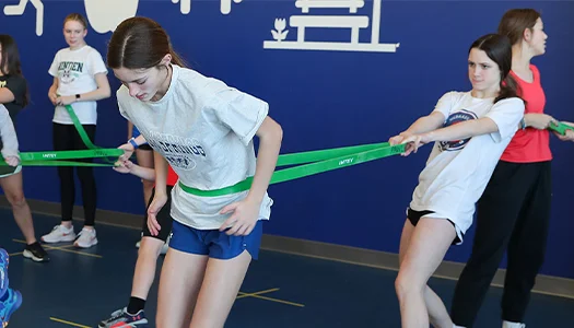 students working on fitness training