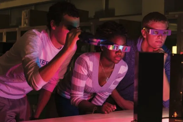 students work with lasers