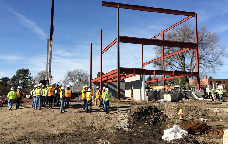 UNK students on a construction site