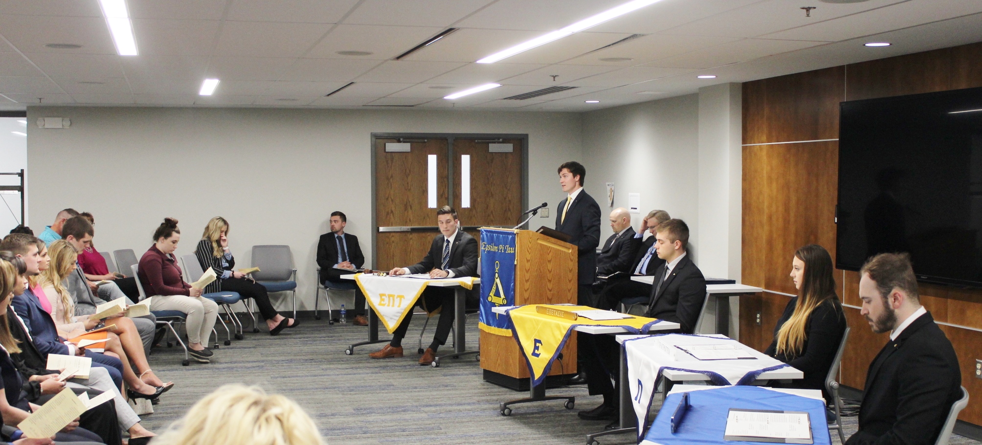 Photo of an Epsilon Pi Tau meeting