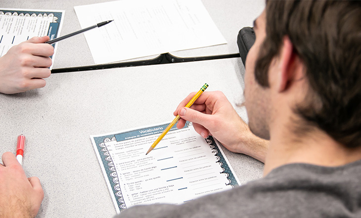 a student does Spanish homework