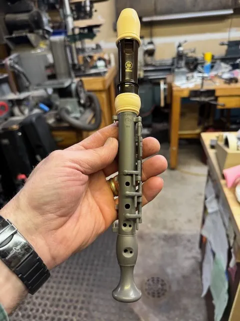 up-close view of the one-handed recorder