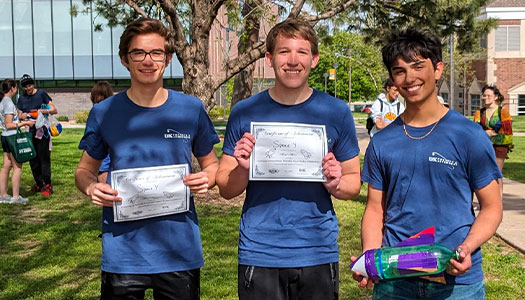 the first place team holds a certificate