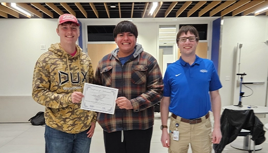 the first place team holds a certificate