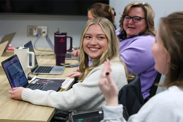 student in a pr class