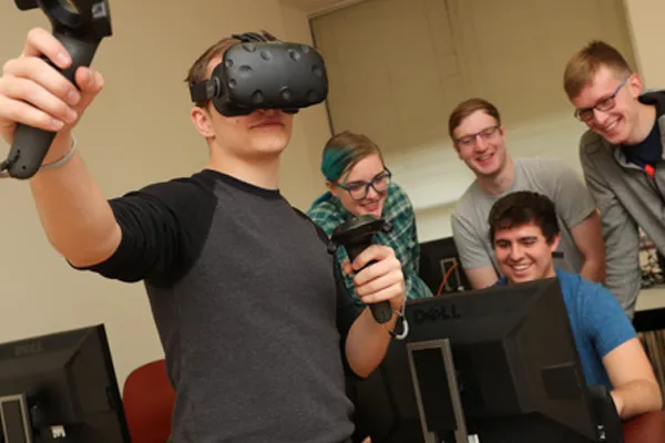 a student uses vr equipment