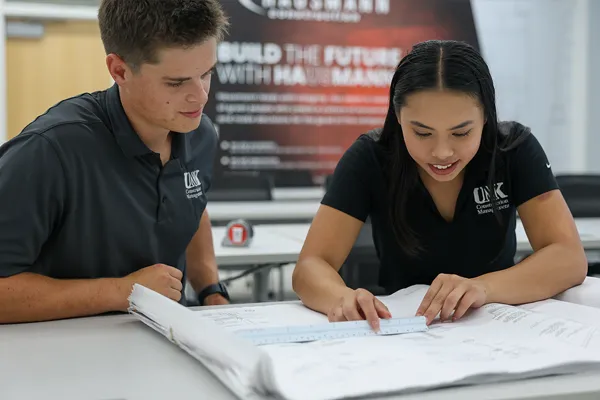 students study blueprints