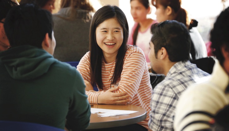 students chatting