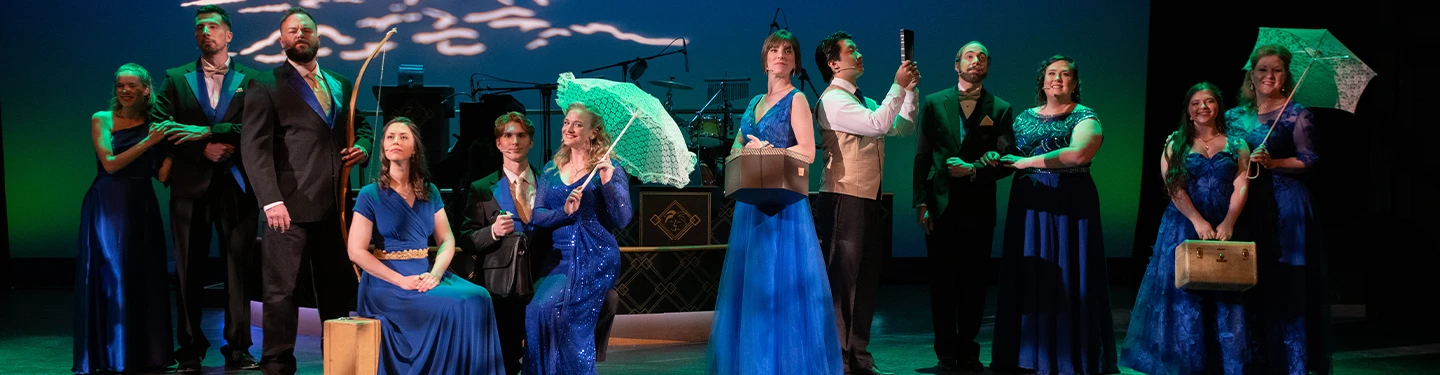 a line of performers during a musical revue