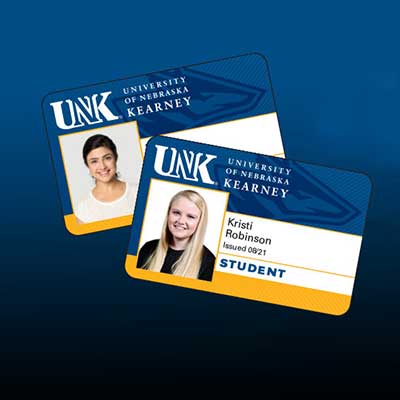 two unk student IDs on a blue background