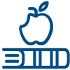 icon of an apple on a pile of textbooks