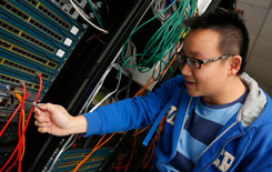 Student working on network