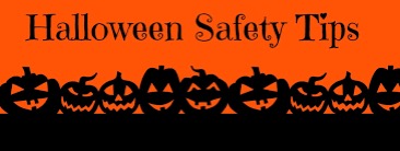 halloween safety tips banner with pumpkins