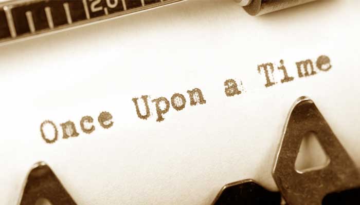image of a typewriter writing the words once upon a time