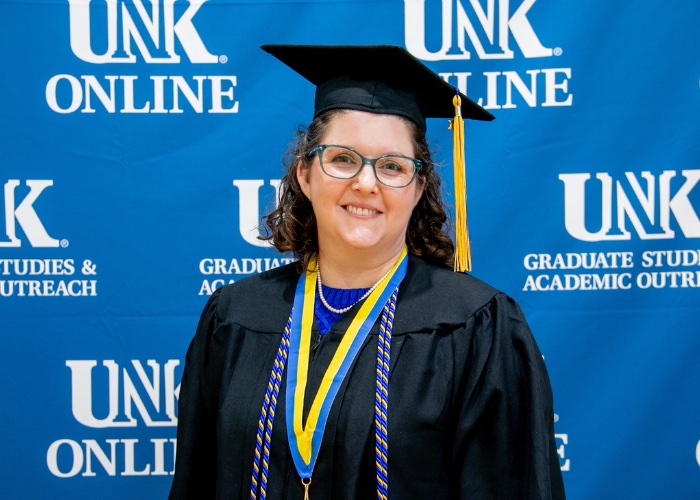 Lena Corrado in graduation cap and gown