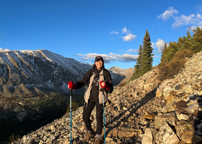 bucci hiking in the mountains