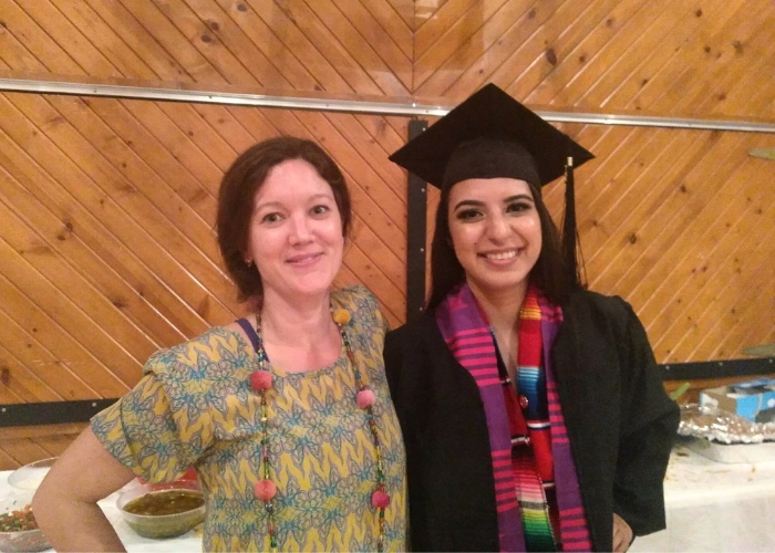 Woman with graduate.