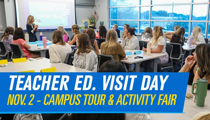 teacher ed visit day graphic showing a classroom