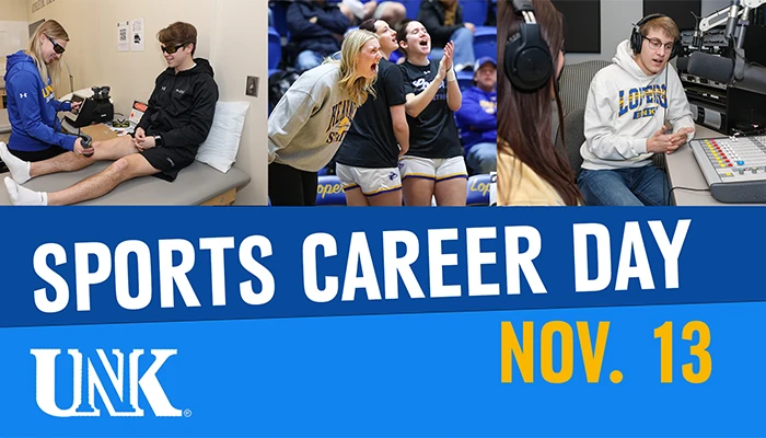 sports career day graphic showcasing students in various career experiences