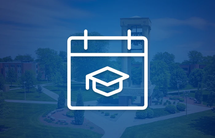 icon of a calendar with a mortarboard 