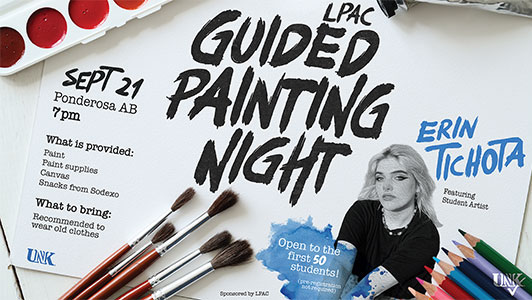 example of a digital sign for the LPAC painting night