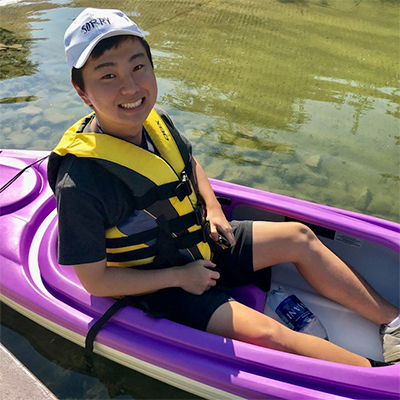 Student in kayak