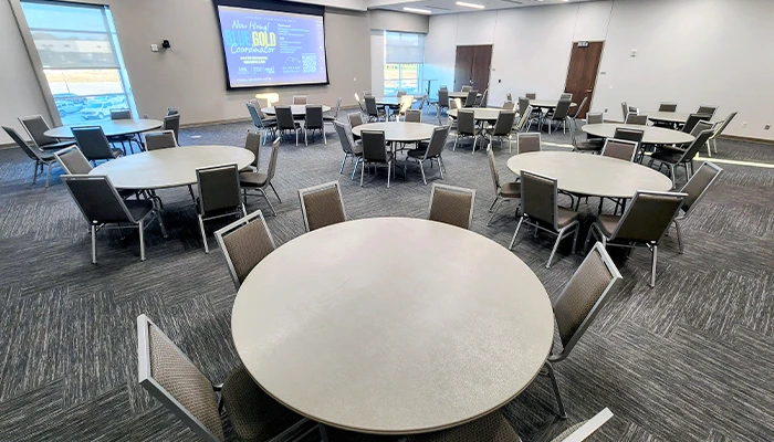 image of gala south with round tables set up