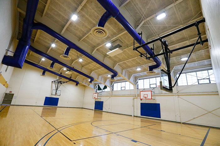 HPER Gym: 4 basketball hoops available on one court. Access after swiping in at Welcome Desk.