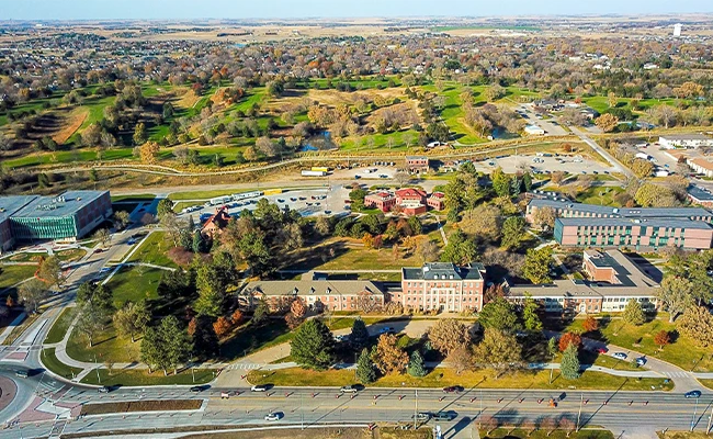 an aerial view of west campus