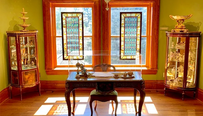 a room in the frank house showing off the exhibit