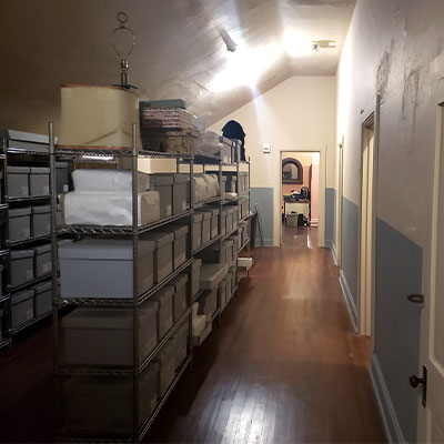 photo of shelves in the frank museum research archives