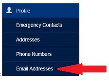 MyBlue screenshot showing where to find your UNK email address
