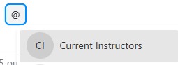 Email icon next to “Current Instructors” label and avatar initials.