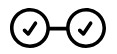 Two circles with a line in between them and a black checkmark with in each circle. 