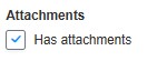 Checkbox labeled “Has attachments” under an “Attachments” heading.