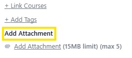 Add Attachment option highlighted in a form menu.