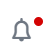 Notification bell icon with a red dot indicator.